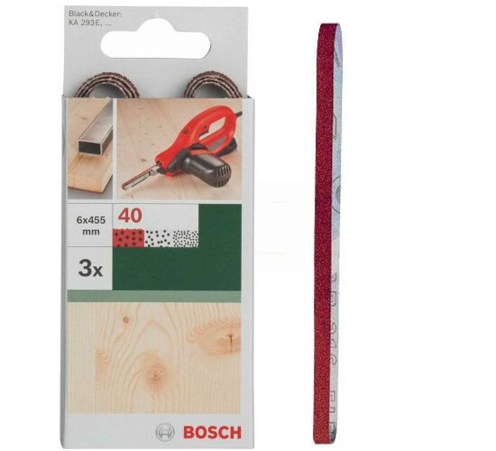 Bosch 3 Schleifbänder für  B+D Powerfile KA 293E 6 x 451 mm,K 40,Holz