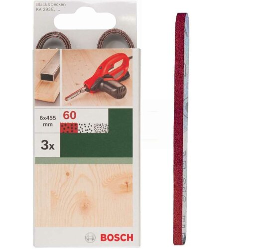 Bosch 3 x Schleifbänder für B+D Powerfile KA 293E 6 x 451 mm,K 60,Holz