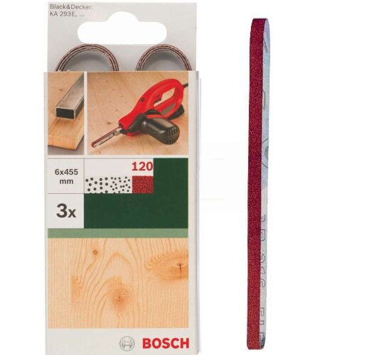 Bosch 3 x Schleifbänder für B+D Powerfile KA 293En 6 x 451 mm K 120,Holz