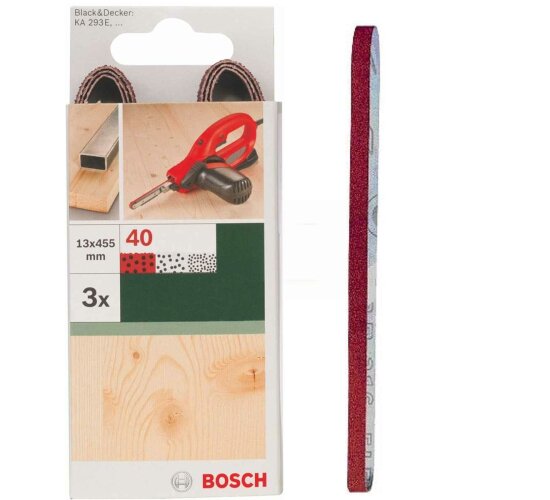 Bosch 3 Schleifbänder für B+D Powerfile KA 293E 13 x 451 mm, K 40,Holz Metall