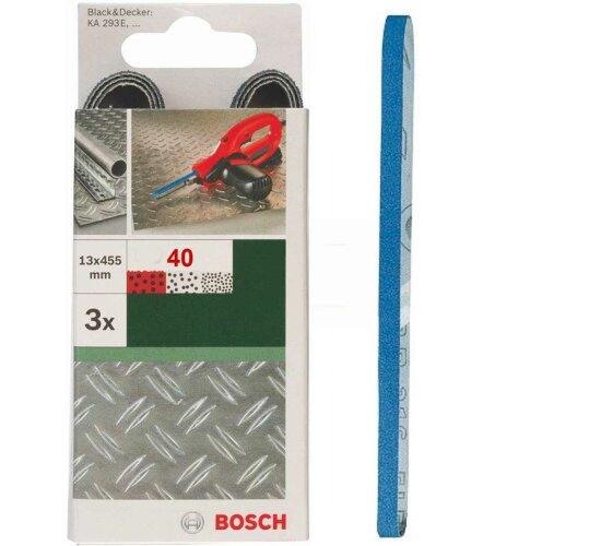 Bosch 3 Schleifbänder für B+D Powerfile KA 293E 13 x 451 mm, K 40,Metall